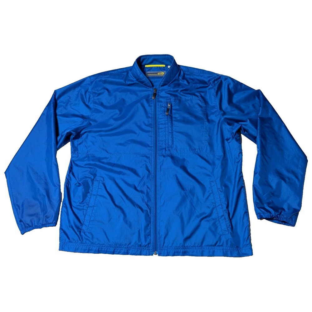 LONDON FOG SPORT Men Size XL Reg Blue Nylon Full Zip Lined Windbreaker Jacket